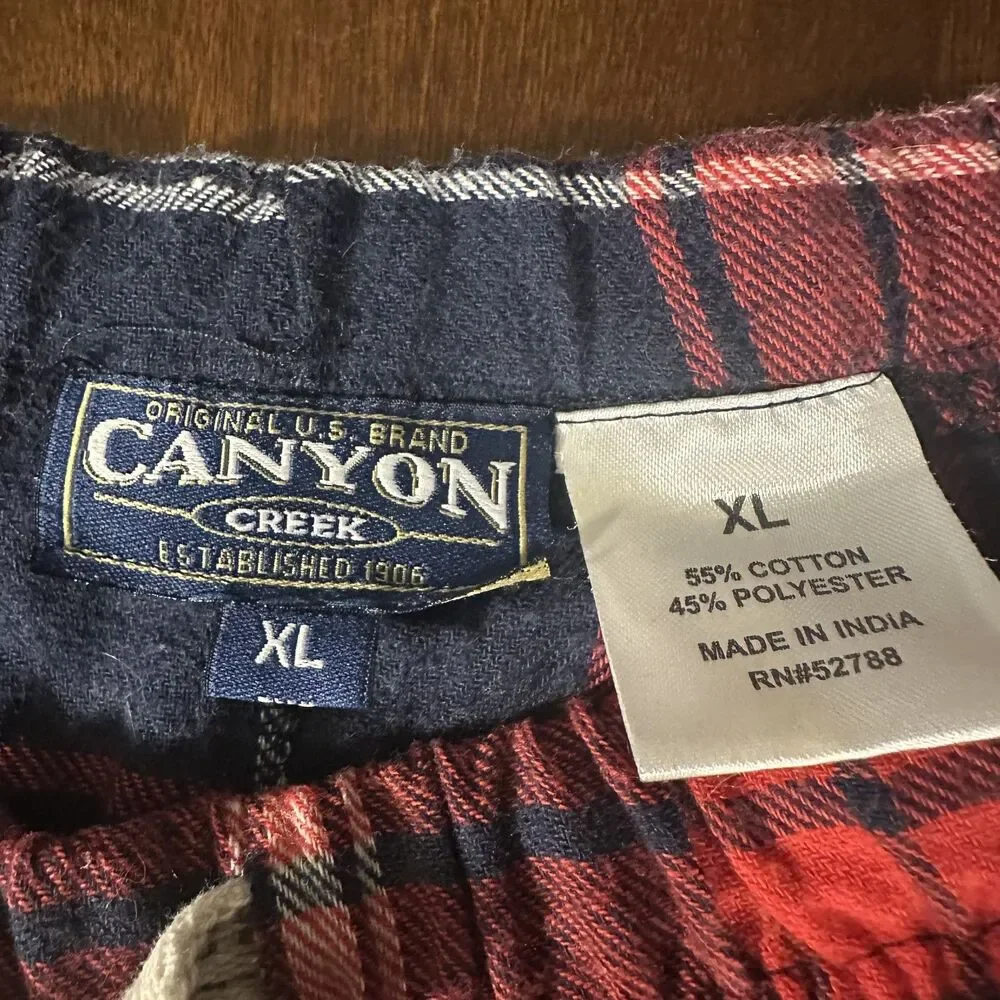 Canyon Creek Womens Red and Blue Plaid Flannel Pajama Pants Size XL